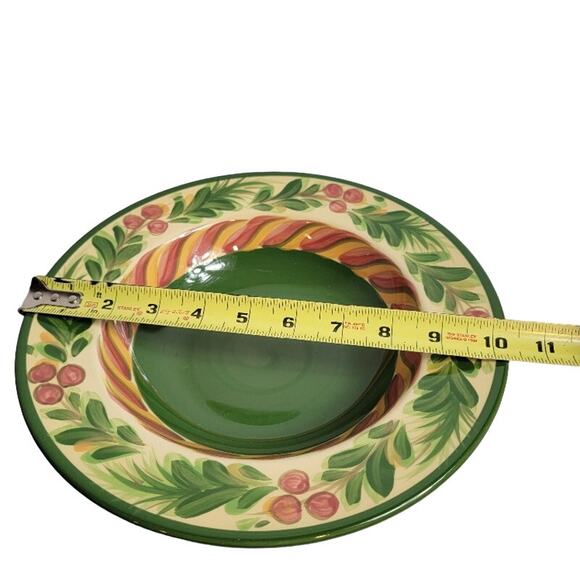 Christmas Memories Soup Pasta Bowl Signed Gail Pittman Green Yellow 10" Colorful - Picture 4 of 5